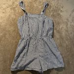 Old Navy  Romper Womens Large Linen Shorts Striped Blue White Pockets Beach Coast Photo 1