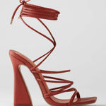 Oh Polly  Bound to You Leatherette Lace Up Heels Sandals in Terracotta Size‎ 8.5 Photo 0