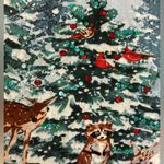 VTG Whimsical snowy forest graphic 3/4 sleeve Christmas top cute animals sequins Blue Size XL Photo 4