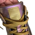 Puma  Womens basket classic 9.5 Holographic Pink & Gold Sneakers  gold Laces Photo 2