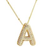 Letter A Initial Zircon Balloon Necklace Gold Photo 1