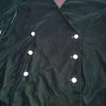ZARA  Emerald Green Velvet Pearl Button Blazer Photo 3