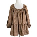 Hayden Women’s Brushed Floral Detailed Puff Sleeve Square Neck Top L Photo 2