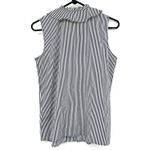 Karl Lagerfeld  Size Small Sleeveless Ruffle Collar Blouse Black‎ White Pinstripe Photo 1