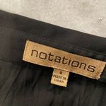 Notations  Size S Black Sheet Pleated Satin Trim Button Front Ruffle Blouse Photo 9