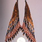 Orange Long Shoulder Duster Seed Bead Beaded Boho Retro Dangling Earrings Photo 3