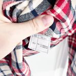 E Land Plaid Flannel Peplum Top Red Size XS Photo 4