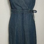 Old Navy Women Maternity XS Blue Denim Cross Over Side Tie Waist Dress Jumper Photo 0