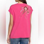 Johnny Was  Joya Embroidered Draped Relaxed Fit T-Shirt Pink Multicolor Medium Photo 1