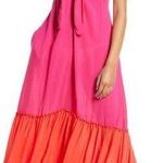 Elan Colorblock Maxi Dress Swim Cover Up Fushcia Orange M Photo 0