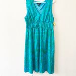 Adrianna Papell NWT Blue Floral Print Smocked Waist Dress Size 14 Photo 2