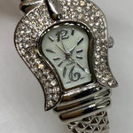 Avon Belt Buckle case shaped watch 23mm silver tone rhinestones 6.5” running Photo 0