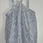 Lemlem NWT | Besu Criss Cross Tank Blue White Fringe | Women's XS Photo 0