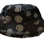 David & Young  black happy face bucket hat with fringe on bottom Photo 0