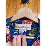 Richard Warren 100% Silk Floral Jacket 14 Vintage Puff Sleeve Evening Top Blue Photo 2