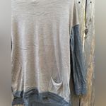 Eileen Fisher  100% Merino Wool Tan and Gray Knit Turtleneck Top Women’s Size M Photo 2