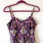 J.Crew Purple Paisley Boho Print Slip Dress Size 4 Fall Transition Piece Layers Photo 8