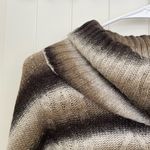 Cable & Gauge NWOT Cable‎ & Gauge women’s brown neutral striped poncho cowl neck sweater Photo 2