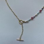 Gold Half Paperclip Half Beaded Handmade Necklace Photo 4