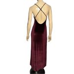 NBD  Women’s S Burgundy Wine Velvet In the Deep Slit Sides Low Back Maxi Dress Photo 6