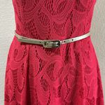 Hot Pink Lace Midi Dress Size 6 Photo 2