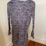 Hinge Long Sleeve Paisley Pocketed Draw String Dress Photo 2