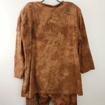 Vintage 80s Brown Cotton Tie Dye Southwestern Fringe Top Pants Set Outfit L XL Size undefined Photo 5