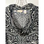 Chico's  Women's Cowl Neck Aztec Print Knit Long Sleeve Top Black White Small Photo 2
