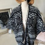 Lucky Brand  boho Aztec tribal beach cozy black off white poncho cardigan OS​​​ Photo 1