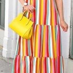 J.Crew  striped rainbow‎ sleeveless maxi dress beach vacation size small summer Photo 0