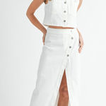 Torrey White Denim Crop Tank and Skirt Set Photo 0
