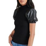 Steve Madden  Peggy Puff Faux Leather Sweater Photo 1