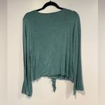 Alya Blue tie front ‎ bell sleeve shirt Photo 3