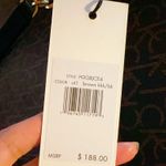 Calvin Klein logo covered brown leather gold tone chain hand strap shoulder bag Photo 6