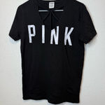 PINK - Victoria's Secret PINK by Victoria’s Secret Strappy Crisscross V-Neck T-shirt Marble Logo Size XS Photo 0