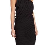 Halston Heritage Black One Shoulder Draped Asymmetrical Dress Small Photo 0