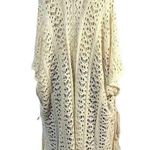 Boutique Womens Lacey Knit Crocheted Pullover Poncho Sweater Coverup Tan OS Photo 3