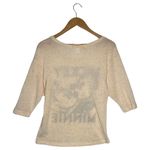 Disney  Top Womens M Knit Confetti Mickey Mouse Minnie Graphic Lightweight Cream Photo 9