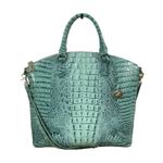 Brahmin Large Duxbury Satchel Bag Biscay Melbourne Blue Green Leather Croc Photo 0