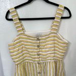 Rachel Zoe Yellow Striped 100% Linen Midi Shirt Dress Size 8 Photo 3
