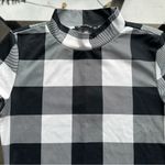 SheIn Buffalo Plaid Mock Neck Short Sleeve Crop Top in Black/White - Size Small Photo 6