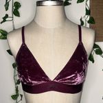 PINK - Victoria's Secret VS PINK Crushed Velvet Dark Plum Purple Maroon Bralette NWT Photo 1
