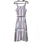 Crown & Ivy  PM sleeveless tiered midi dress square neck lined striped patriotic Photo 9