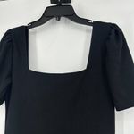 Club Monaco  Black Ribbed Knit Puff Sleeve Mini Dress Square Neck Size S Photo 6