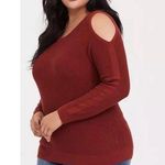 Torrid Plus 1 1X Pullover Cold Shoulder Sweater Knit Pullover Back Keyhole Brick Photo 0