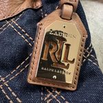 Ralph Lauren Lauren  Medium‎ Denim leather crosstitch  bag Designer soldout Photo 4