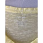 Chico's Tee Shirt Short Sleeve Neon Yellow V Neck Stretch Side Slits, Size M Photo 3