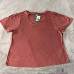 Democracy  Women’s Short Puff Sleeve Crewneck Crochet Cutout Knit Top, L Photo 1