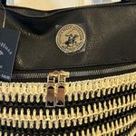 Beverly Hills Polo Club ‎ Tan & Black Woven Straw Faux Leather Tote Boho Beach Photo 10