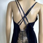 Dreamgirl Stretch Velvet Eyelash Slip Dark Blue Black Lace Chemise XL Garters Photo 5